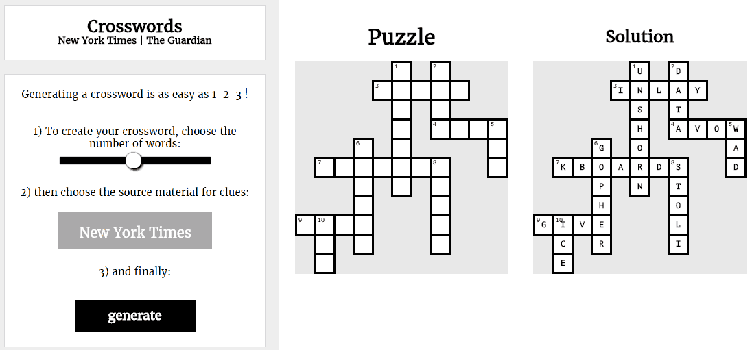 GitHub monolithpl/crosswords Create beautiful crosswords from random